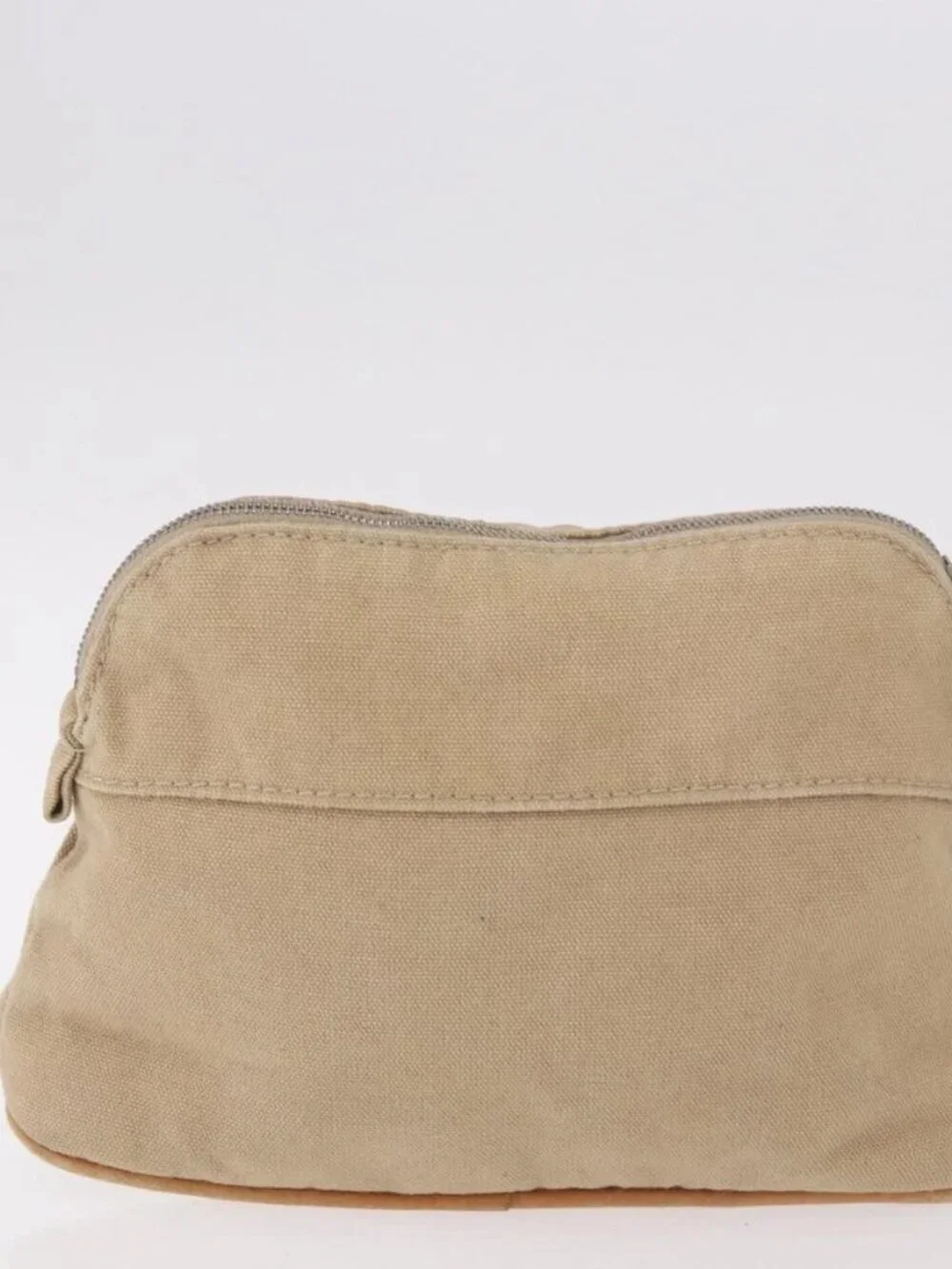 HERMES Pouch Canvas Leather 5 Set Beige Pink Purple Auth ti3991